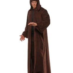 Braun-schwarz Melierter Kostüm Mantel Mit Kapuze