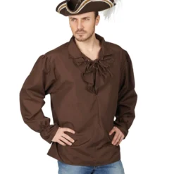 Miitelalter Hemd Mit Rüschenkragen Braun