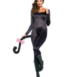 Glänzender Catsuit Schwarz -Grusel Kostuem Welt glaenzender catsuit schwarz catwoman kostuem halloween schwarzer kostuemanzug 36197 3