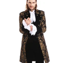 Gothic Aristokrat Herren Mantel Gold Schwarz