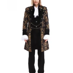 Gothic Aristokrat Herren Mantel Gold Schwarz -Grusel Kostuem Welt gothic aristokrat herrenmantel gold schwarz brokatmuster gothic aristocrat mens coat gothic mantel 39099 3