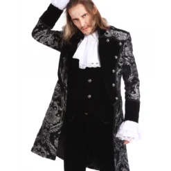 Gothic Aristokrat Herren Mantel Silber Schwarz