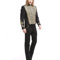 Gothic Parade Jacke Schwarz Gold 9 Gothic Parade Jacke Schwarz Gold -Grusel Kostuem Welt gothic parade herren jacke schwarz gold offiziersjacke mit gold boduere dompteursjacke schwarz 39104 4