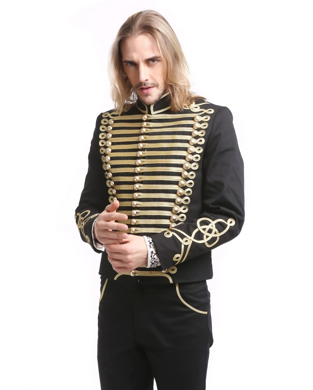 Gothic Parade Jacke Schwarz Gold 1 Gothic Parade Jacke Schwarz Gold