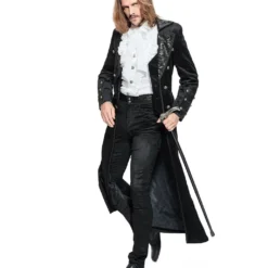 Gothic Vampir Piratenmantel -Grusel Kostuem Welt gothic vampir piraten mantel gothic samtmantel schwarzer herrenmantel 54312 02