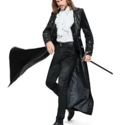 Gothic Vampir Piratenmantel -Grusel Kostuem Welt gothic vampir piraten mantel gothic samtmantel schwarzer herrenmantel 54312 04