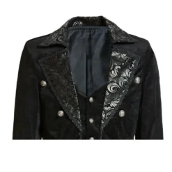 Gothic Vampir Piratenmantel -Grusel Kostuem Welt gothic vampir piraten mantel gothic samtmantel schwarzer herrenmantel 54312 07