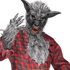 Werwolf Kostüm Grau -Grusel Kostuem Welt graues werwolf kostuem werwolf costume werwolf maske werwolf handschuhe 14825 03
