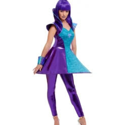 Lila Metallic Alien Damenkostüm -Grusel Kostuem Welt lila space alien damenkostuem space alien faschings kostuem alien costume for ladies 37297 4