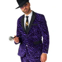 Pimp Faux Fur Zebra Anzug - Suitmeister -Grusel Kostuem Welt pimp faux fur purple suitmaster opposuite anzug suitmeister kostuem anzug zebra fell anzug 54383