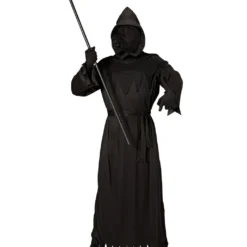 Schwarzes Reaper Phantom Kostüm -Grusel Kostuem Welt schwarzes phantom kostuem daemon halloween verkleidung mit maske gevatter tod kostuem 14837 03
