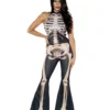 Skelett Damenkostüm 2-teilig