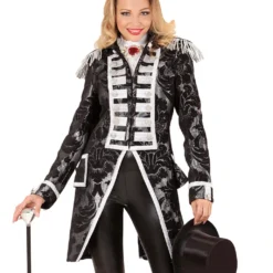 Venezianischer Damenfrack Silber-schwarz