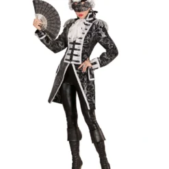 Venezianischer Damenfrack Silber-schwarz -Grusel Kostuem Welt venezianischer damenfrack silber schwarz kostuemuniform fuer frauen bild4 27470