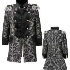 Venezianischer Frack Schwarz-silber -Grusel Kostuem Welt venezianischer piratenfrack silber schwarz parade coat silver black bild4 27152
