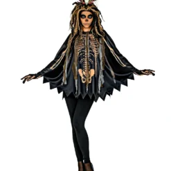Voodoo Priesterin Poncho -Grusel Kostuem Welt voodoo priesterin poncho voodoo priestess poncho halloween kostuem voodoo kostuem 52054 04